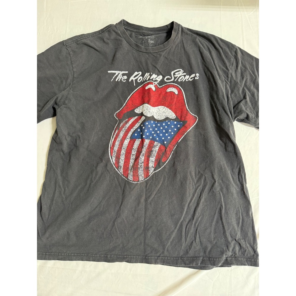 The Rolling Stones American Flag Tongue Logo Graphic T-Shirt Black XL